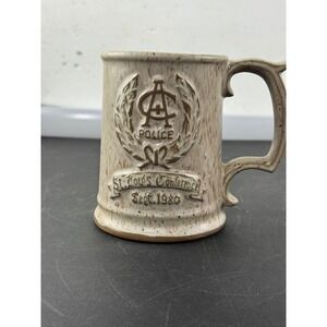 Vintage 1980 Budweiser St Louis Police Conference Ceramic Stein Mug Speckled Tan